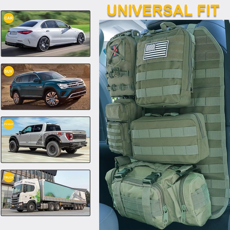Jimikay Universal Tactical Seat ​Back Organizer Vehicle Molle Panel Organizer Storage Bag with 5 Detachable Molle Pouch for All Vehicel Such as Jeep,Truck,SUV, Car, Ford,Chevy etc - Image 2